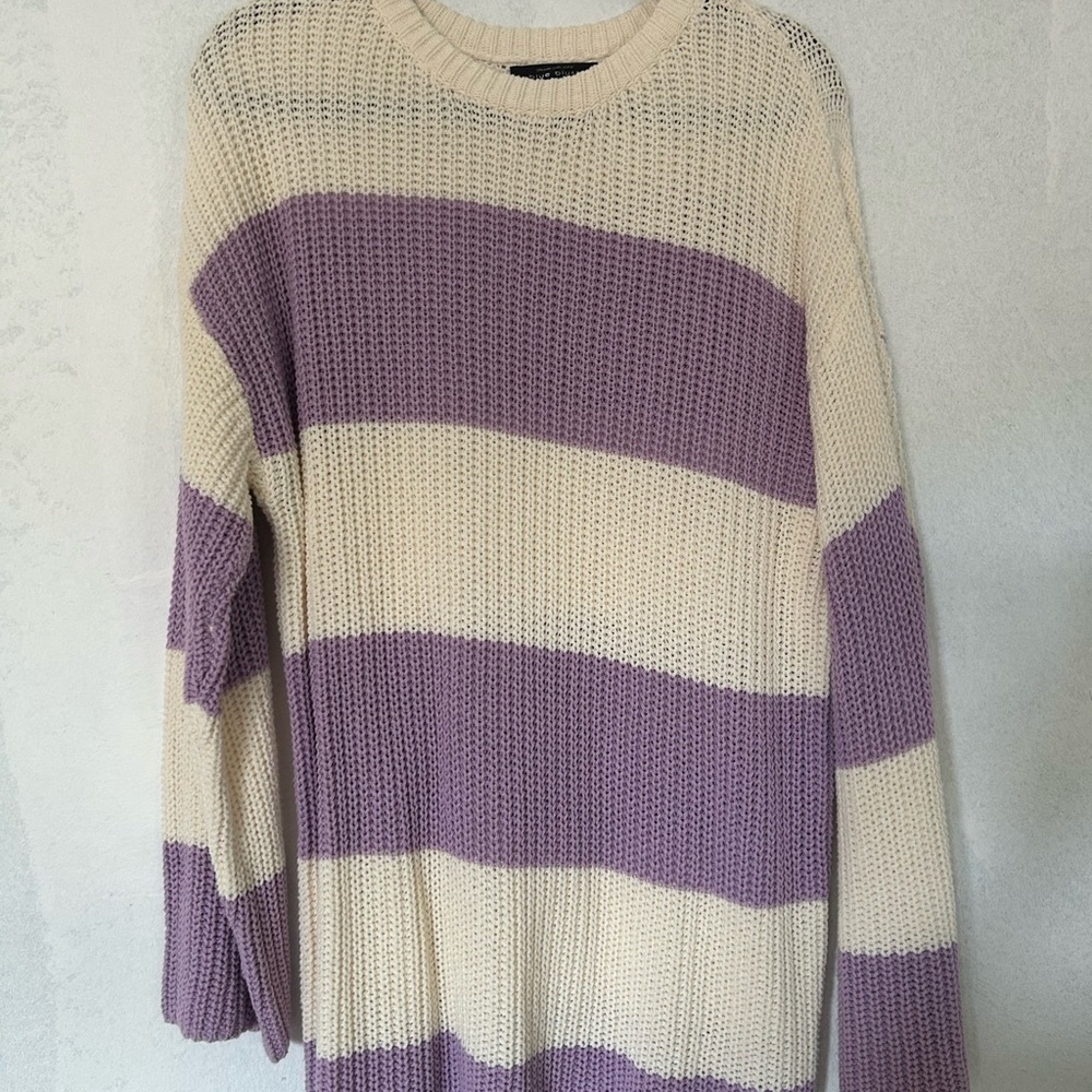Blue Blush Striped Sweater - Cream and Purple